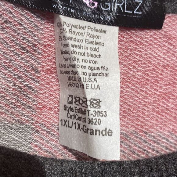 Glitzy Girlz Women's Multicolor Plaid Stripe Pullover Long Sleeve Top Size XL - Picture 6 of 6